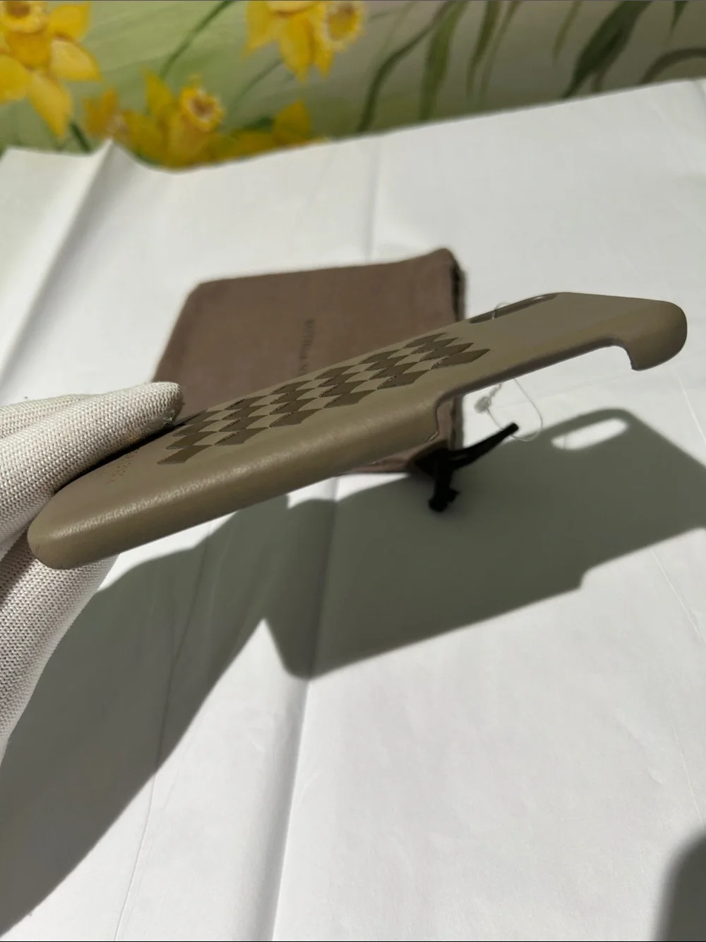 NEW Bottega Veneta Intrecciato Leather iPhone X/XS Taupe/Brown with Dust Bag